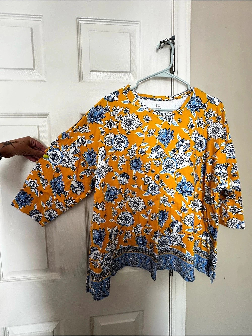 Kim Rogers Floral Cotton Tunic Size 2X Like New